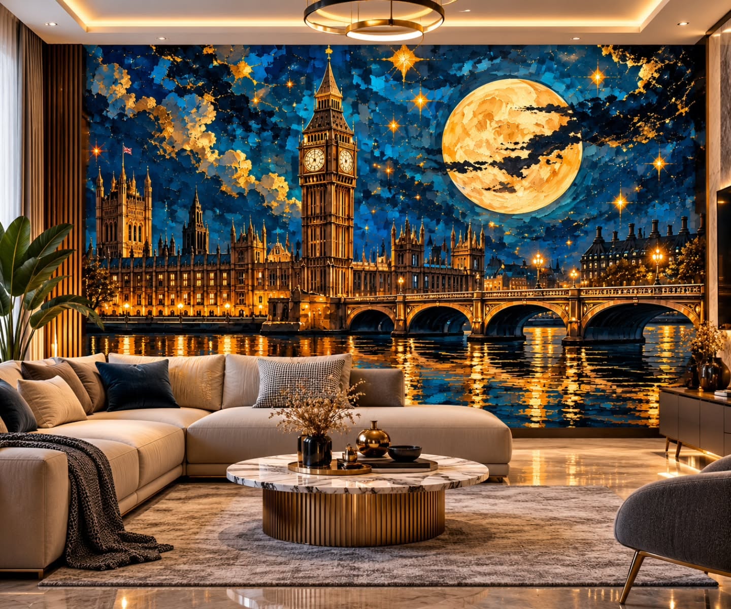 Londra'nın Büyüsü 3D duvar posteri, döşenmiş oda görünümü